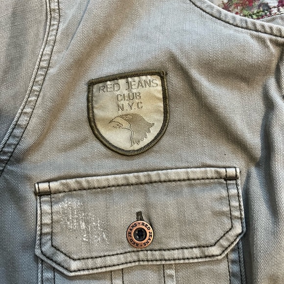 RED JEANS NYC Premium Vintage Clothing Roll Tab Sleeve Military Utility Dress L - Picture 9 of 16